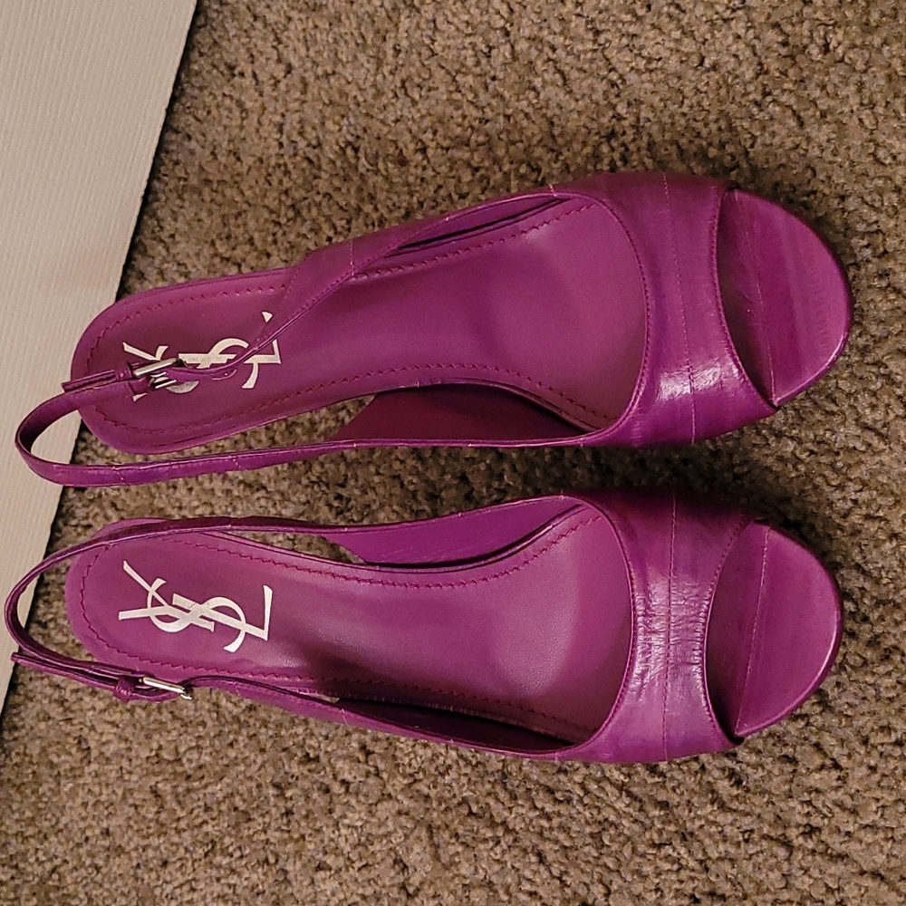 YSL purple eel skin sling back 💜
